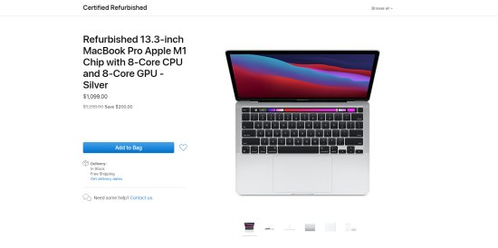 <em>苹果美国官网</em>上架翻新 M1 MacBook Pro