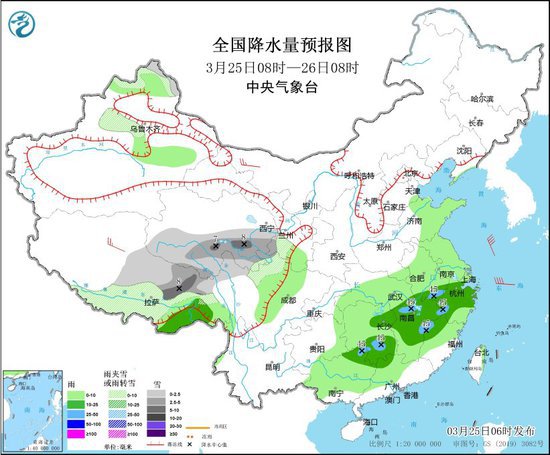 长江中下游地区有较强降雨和强对流 西藏青海等地有雨雪<em>天气</em>