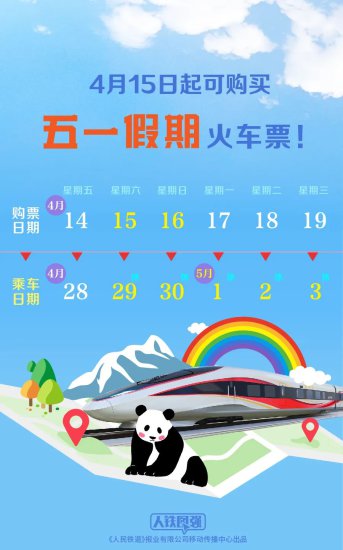 4月15日起可购买五一假期火车票
