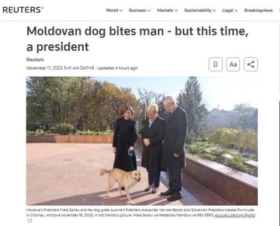 外媒：总统官邸发生意外！摩尔多瓦总统<em>爱犬</em>咬伤奥地利总统