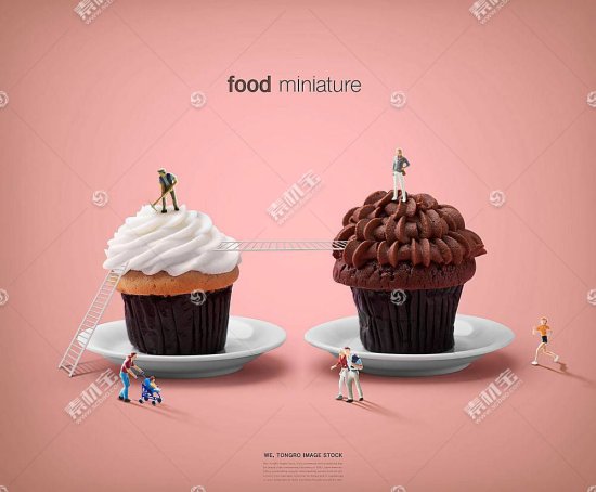 <em>创意个性</em>食物放大融合现实场景主题海报通用模板图片