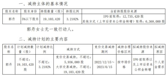 中科软股东郭丹计划减持公司股份不超过1910.34万股