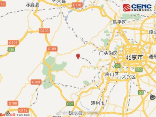 北京<em>房山附近</em>发生3.0级左右地震
