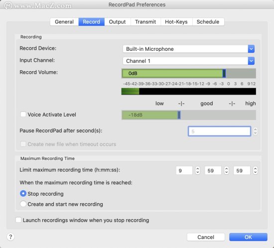 NCH RecordPad for mac(<em>音频</em>录制工具)