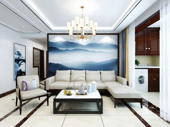 100平米的三居室，新中式风格，让人一进门就感受到档次