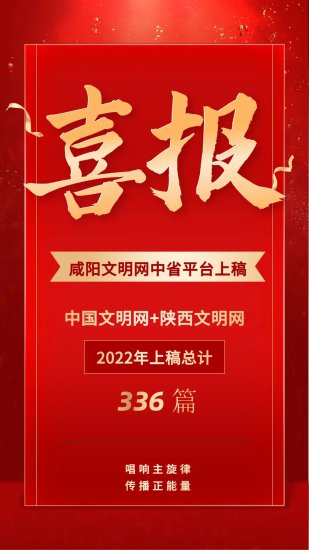喜报！2022年咸阳文明网共336篇稿件被中省收录~