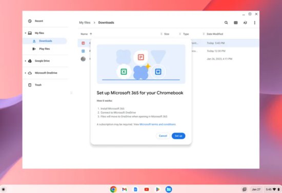 谷歌ChromeOS将集成Microsoft 365 使安装应用程序和<em>打开文件</em>更...