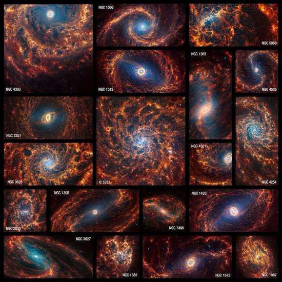 韦伯望远镜公布<em>银河系</em>近邻的19个螺旋星系图像