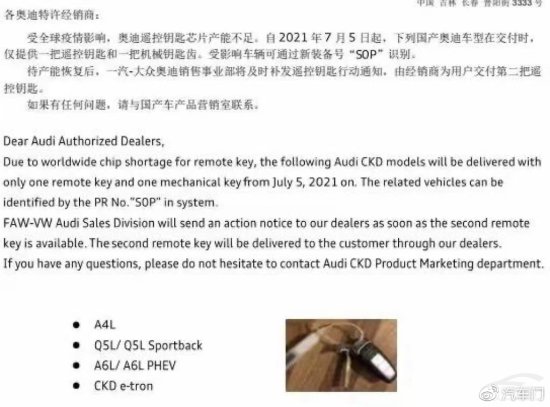 2022年7月集中投诉车型盘点：奥迪A4L第二把<em>钥匙在哪</em>