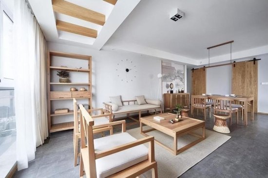 89平原木色新中式三居室，两代人都喜欢的房子设计来了
