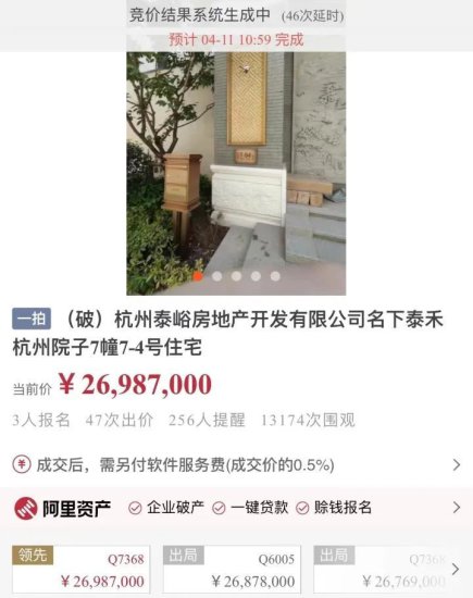 破产清算，3<em>套杭州</em>院子被拍卖！最贵<em>一套</em>3389万成交