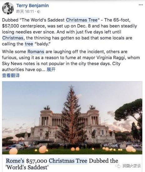罗马¥37万的招牌圣诞树节前猝死，全意大利都怒而神吐槽，捧树...