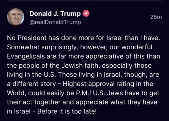 <em>特朗普</em>出言抱怨在<em>美国</em>犹太人中人气低，又得罪人了