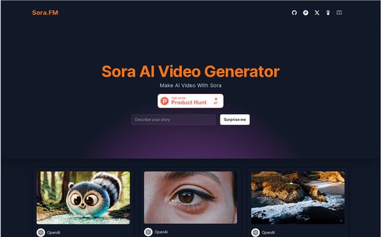 Sora AI Video Generator官网体验入口 人工智能视频生成<em>动画</em>...