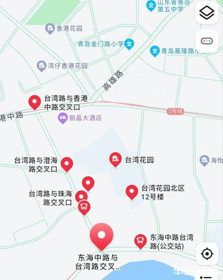 青岛街、青岛排骨小吃、青岛饺子馆……台湾省<em>地图</em>上青岛元素...