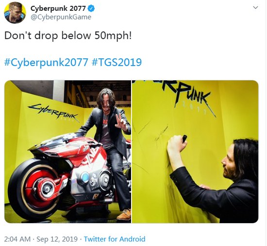 TGS：基努现身《赛博朋克2077》展台 骑摩托造型<em>酷帅</em>